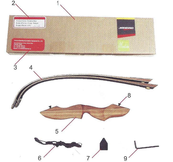Hunting Bow take down 60 Zoll delivery contents